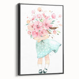 Floral Bouquet Girl Girls Room Wall Art – Kids Room Art Print