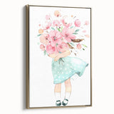 Floral Bouquet Girl Girls Room Wall Art – Kids Room Art Print