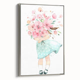 Floral Bouquet Girl Girls Room Wall Art – Kids Room Art Print