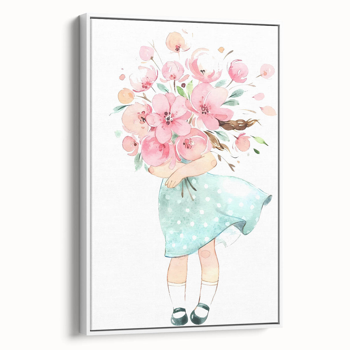 Floral Bouquet Girl Girls Room Wall Art – Kids Room Art Print