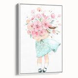 Floral Bouquet Girl Girls Room Wall Art – Kids Room Art Print