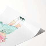Floral Bouquet Girl Girls Room Wall Art – Kids Room Art Print