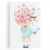 Floral Bouquet Girl Girls Room Wall Art – Kids Room Art Print