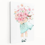 Floral Bouquet Girl Girls Room Wall Art – Kids Room Art Print