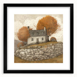 Extra large framed abstract print featuring vibrant autumn hues on textured canvas, ideal for living room decor.