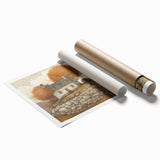 Extra large rolled print featuring a fall-themed floral art in warm autumn colors, ideal for classy bathroom wall art.