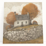 Large black and white stretched canvas featuring a minimalist autumn tree design.