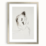 Abstract figurative art frame with a sleek silver finish and matting, showcasing a contemporary design. Perfect for modern home decor and artistic displays.
