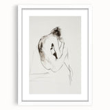 Abstract figurative art frame in white with a mat, showcasing a modern design perfect for home decor. Ideal for enhancing living spaces with elegance and style.