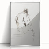 Abstract figurative artwork displayed in a stylish white frame, showcasing vibrant colors and intricate designs, perfect for modern home decor or art enthusiasts.