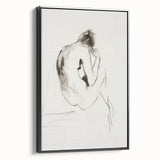 Abstract figurative framed canvas art showcasing a striking black design, viewed from the side, ideal for modern home decor or art collections. This unique piece enhances aesthetic appeal with its bold lines and contemporary style, perfect for living rooms or galleries.