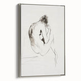 Abstract figurative framed canvas artwork with a sleek silver frame, showcasing vibrant colors and dynamic shapes, ideal for modern home decor and artistic spaces.