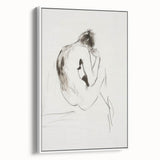 Abstract figurative art canvas framed in white, showcasing vibrant colors and dynamic shapes, ideal for modern home decor and artistic expression.