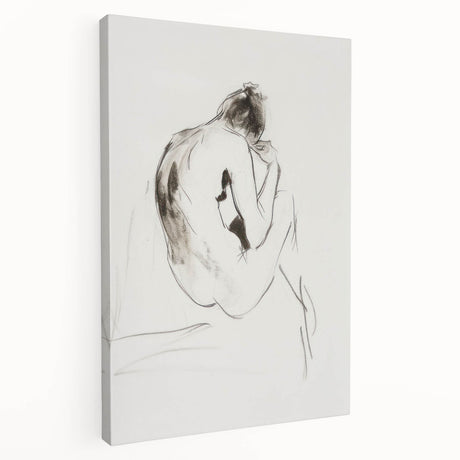 Abstract figurative stretched canvas artwork showcasing vibrant colors and dynamic shapes, displayed in a side view, perfect for modern home decor and artistic spaces.