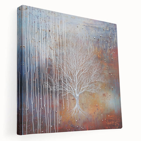 Stretched canvas artwork showcasing vibrant abstract florals in bold colors, viewed from the side, perfect for modern home decor and artistic displays.
