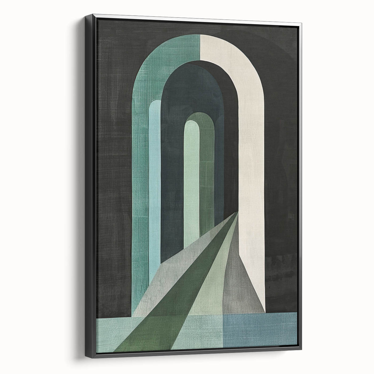 Framed minimalist wall art showcasing an abstract design in black, viewed from the side, perfect for modern home decor, adding sophistication to any room.