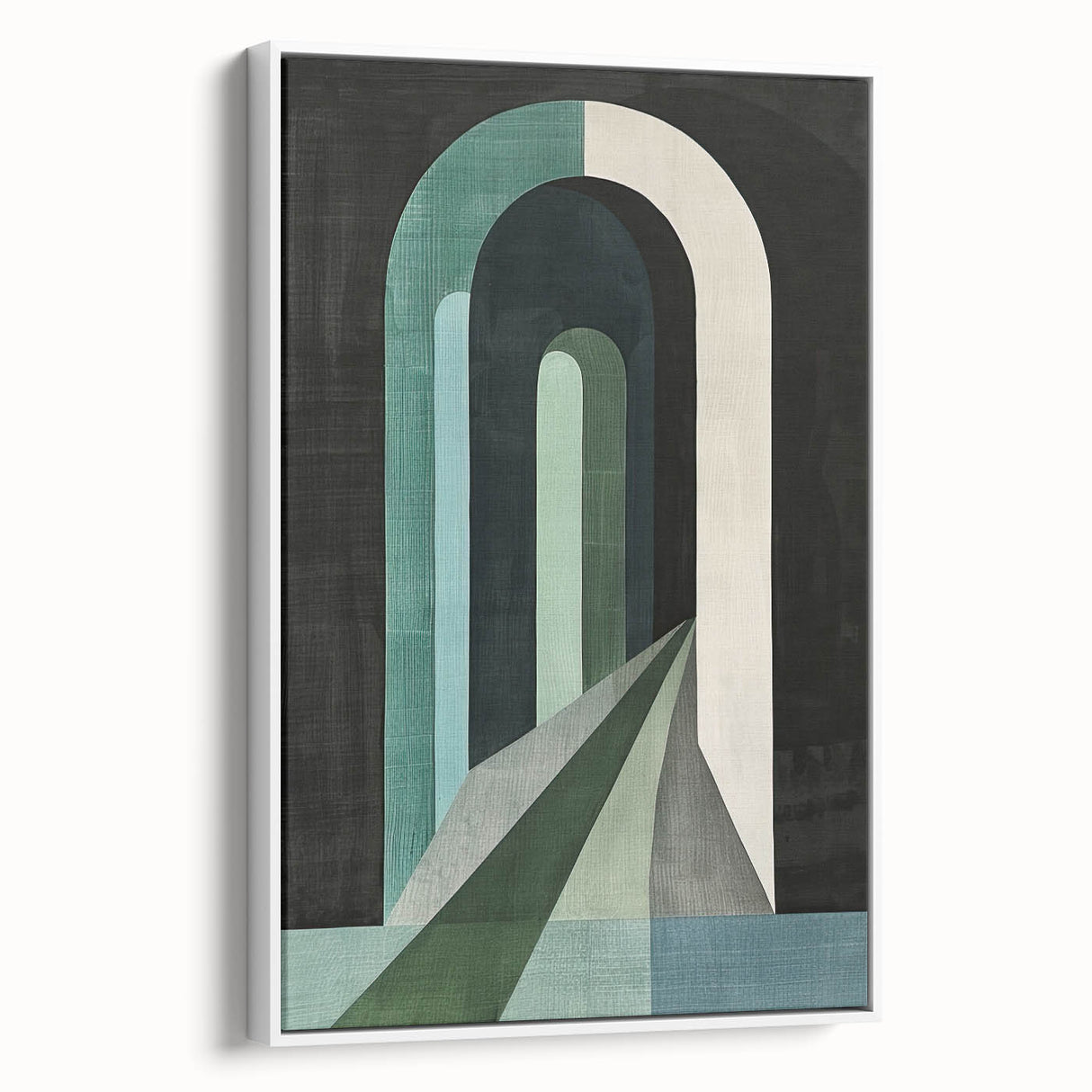 Abstract minimalist wall art featuring a framed canvas with soft white tones and clean lines, showcasing a modern aesthetic ideal for contemporary decor.