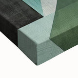 Abstract minimalist wall art featuring soft pastel colors and geometric shapes on a stretched canvas, ideal for modern home decor and artistic expression.