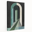Abstract minimalist wall art design in neutral tones, displayed on a stretched canvas with a side view, showcasing its sleek finish and modern aesthetic. Perfect for contemporary home decor.