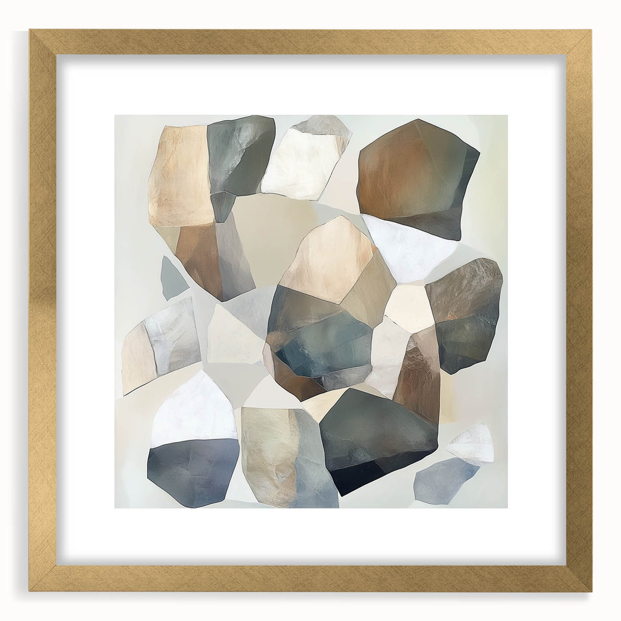 Minimalist Abstract Wall Art – Stone-Inspired Brown & Gray Canvas