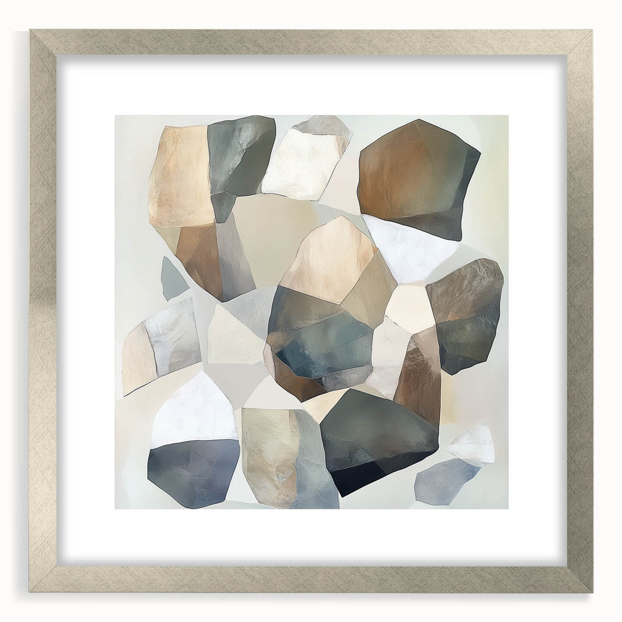 Minimalist Abstract Wall Art – Stone-Inspired Brown & Gray Canvas