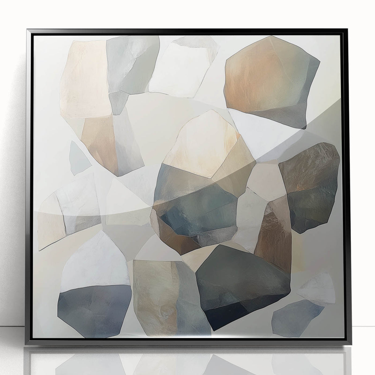 Minimalist Abstract Wall Art – Stone-Inspired Brown & Gray Canvas