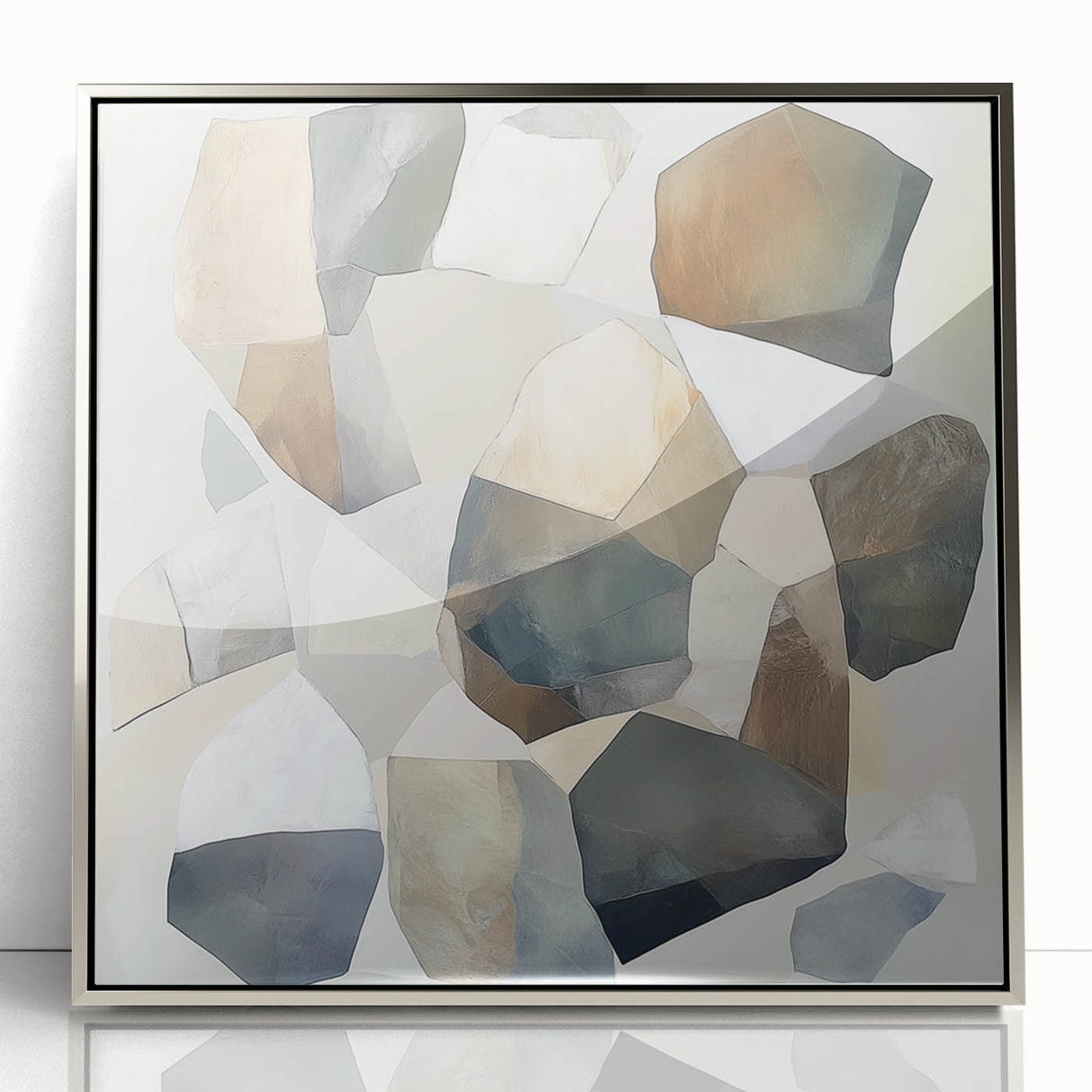 Minimalist Abstract Wall Art – Stone-Inspired Brown & Gray Canvas