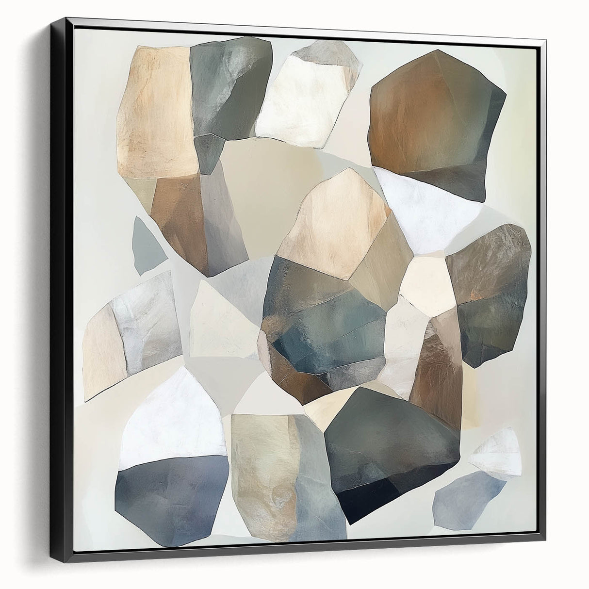 Minimalist Abstract Wall Art – Stone-Inspired Brown & Gray Canvas