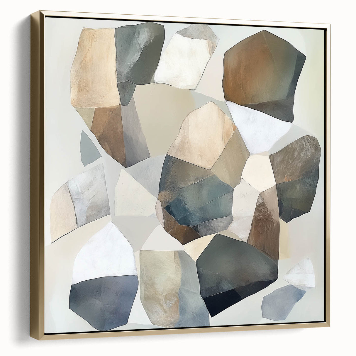 Minimalist Abstract Wall Art – Stone-Inspired Brown & Gray Canvas