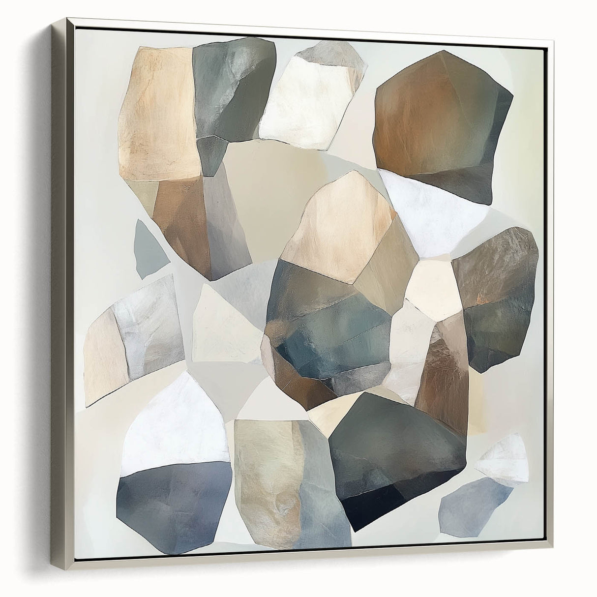 Minimalist Abstract Wall Art – Stone-Inspired Brown & Gray Canvas