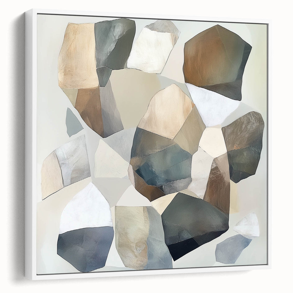 Minimalist Abstract Wall Art – Stone-Inspired Brown & Gray Canvas