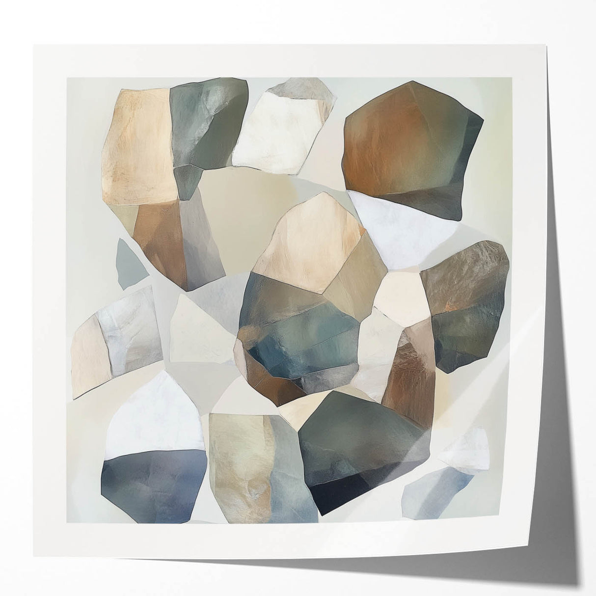 Minimalist Abstract Wall Art – Stone-Inspired Brown & Gray Canvas