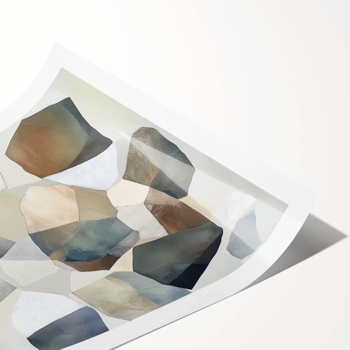 Minimalist Abstract Wall Art – Stone-Inspired Brown & Gray Canvas