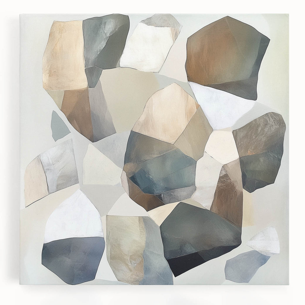Minimalist Abstract Wall Art – Stone-Inspired Brown & Gray Canvas