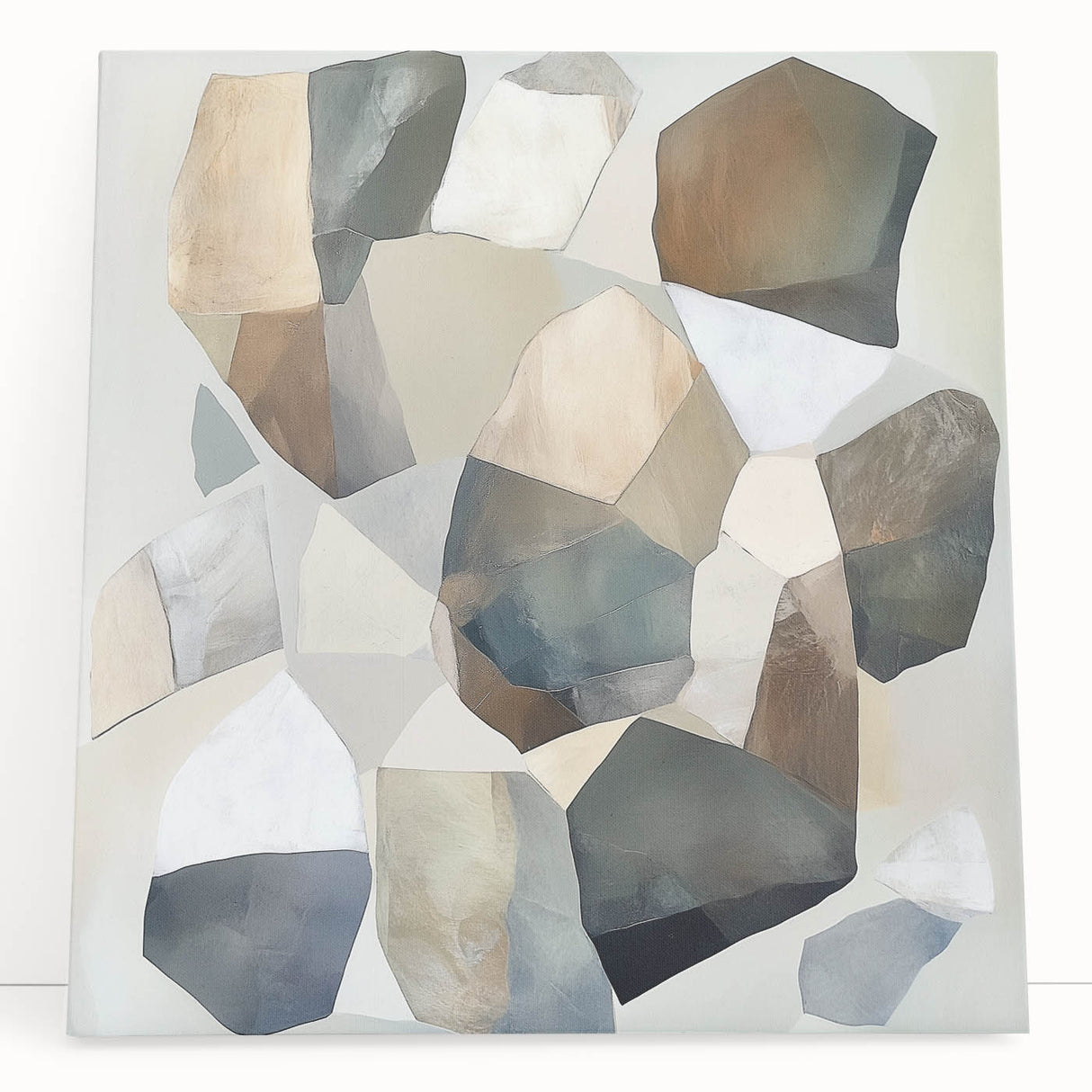 Minimalist Abstract Wall Art – Stone-Inspired Brown & Gray Canvas