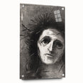 Expressive Monochrome Wall Art - Emotional Portrait by Odilon Redon