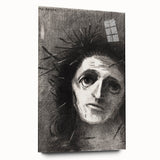 Expressive Monochrome Wall Art - Emotional Portrait by Odilon Redon