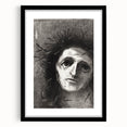 Expressive Monochrome Wall Art - Emotional Portrait by Odilon Redon