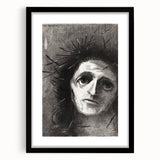 Expressive Monochrome Wall Art - Emotional Portrait by Odilon Redon