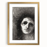 Expressive Monochrome Wall Art - Emotional Portrait by Odilon Redon