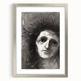 Expressive Monochrome Wall Art - Emotional Portrait by Odilon Redon