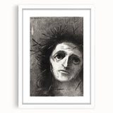 Expressive Monochrome Wall Art - Emotional Portrait by Odilon Redon