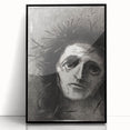 Expressive Monochrome Wall Art - Emotional Portrait by Odilon Redon