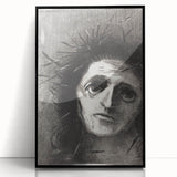 Expressive Monochrome Wall Art - Emotional Portrait by Odilon Redon