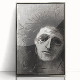 Expressive Monochrome Wall Art - Emotional Portrait by Odilon Redon