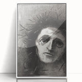 Expressive Monochrome Wall Art - Emotional Portrait by Odilon Redon