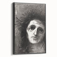 Expressive Monochrome Wall Art - Emotional Portrait by Odilon Redon