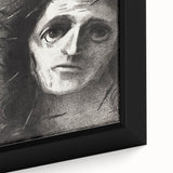 Expressive Monochrome Wall Art - Emotional Portrait by Odilon Redon