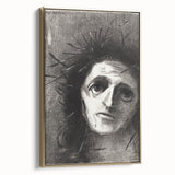 Expressive Monochrome Wall Art - Emotional Portrait by Odilon Redon