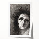 Expressive Monochrome Wall Art - Emotional Portrait by Odilon Redon